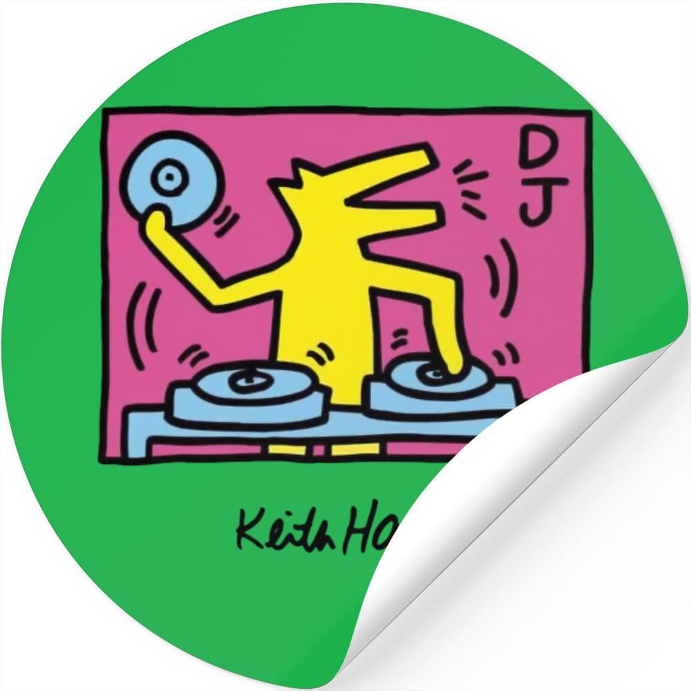 Keith Haring Stickers, Keith Haring DJ Dog Designed & Sold By Maria Mony