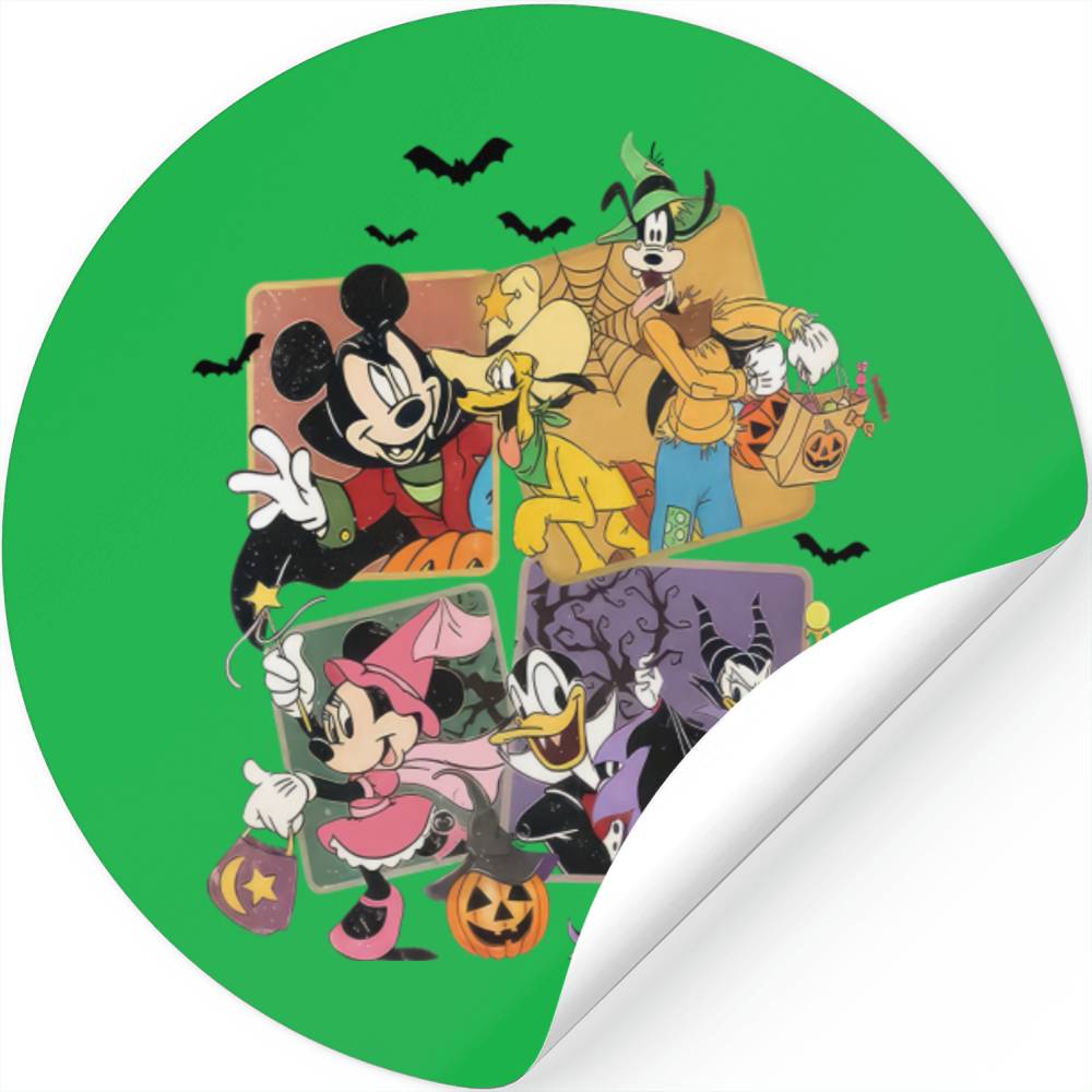 Vintage Disney Halloween Stickers, Mickey And Friends Halloween