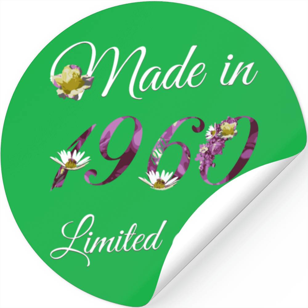 Made In 1960 Sticker 60 Year Old Stickers Floral 1960 60T Designed & Sold By Bhavini Raval