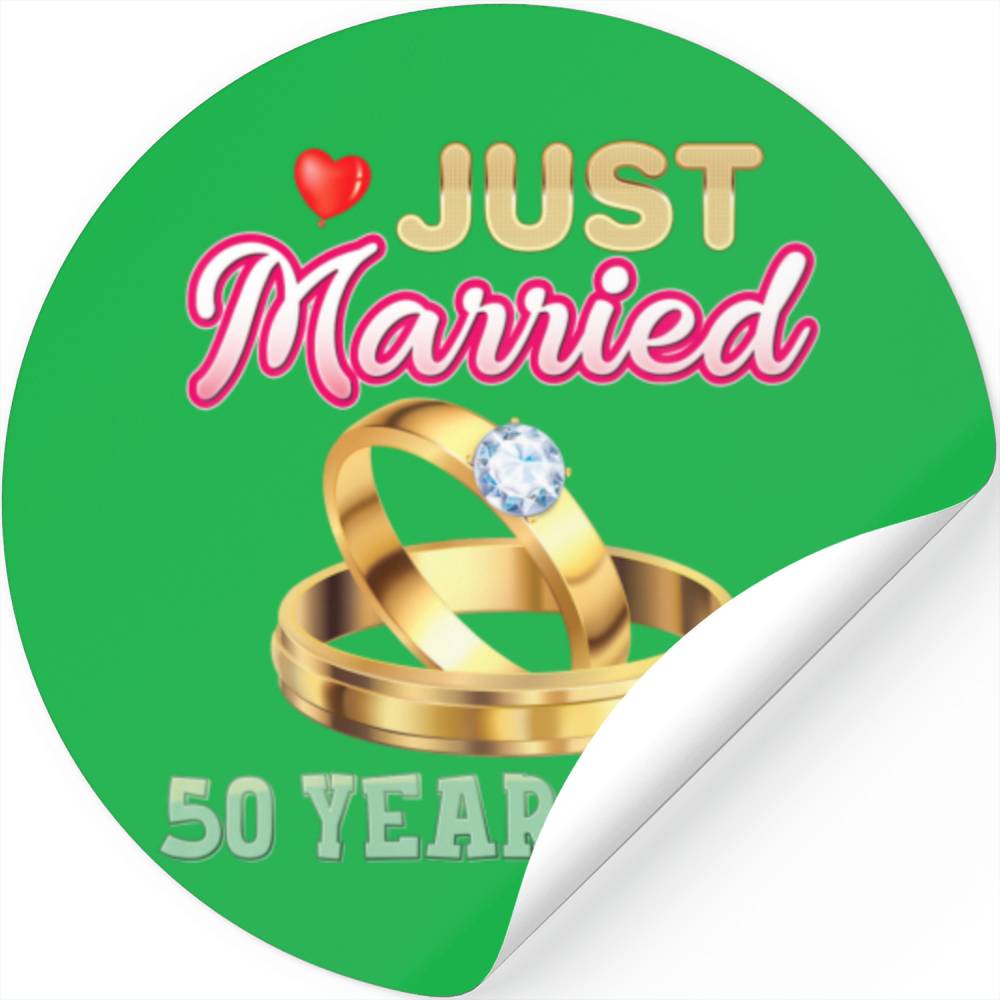 Just Married 50 Years Ago 50th Wedding Annivesary Stickers Designed And Sold By Guilherme Gonçalves 