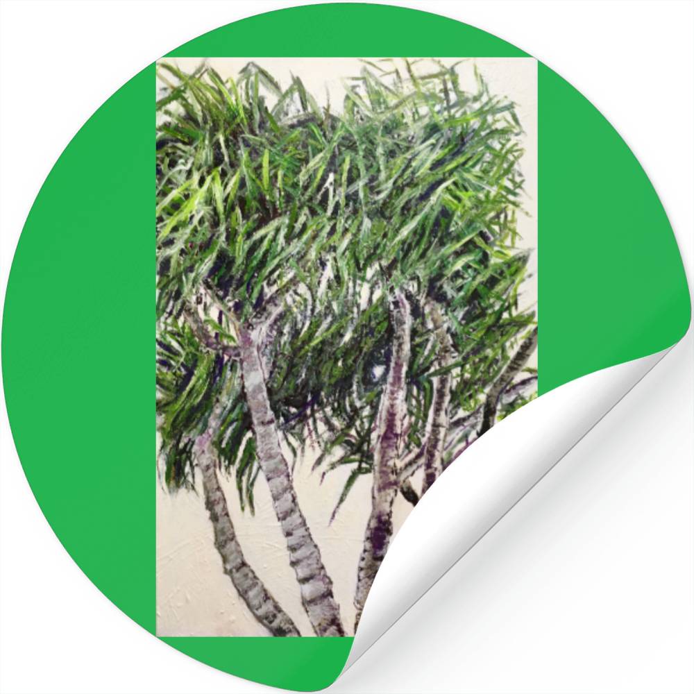 Noosa Pandanas Palm Polo Stickers Designed & Sold By Milissent Jib