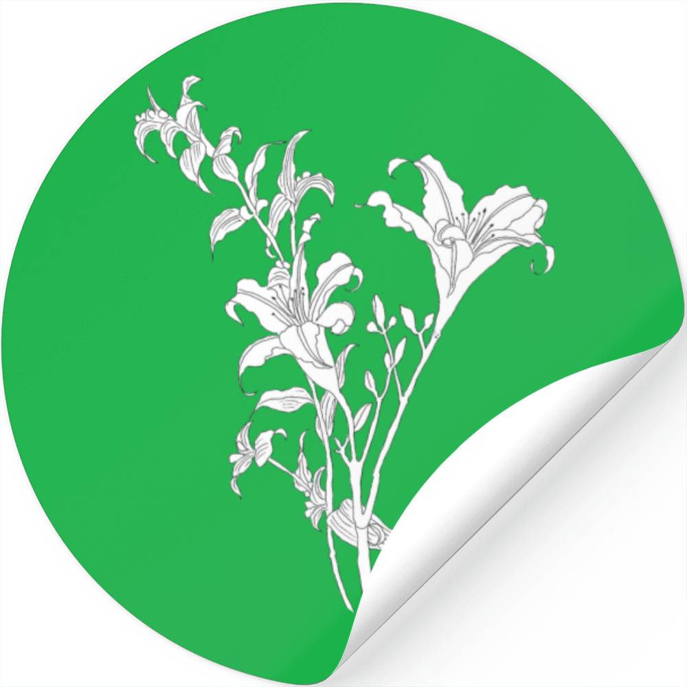 Daylily Line Drawing Black And White Stickers Designed &amp; Sold By Maxim ...