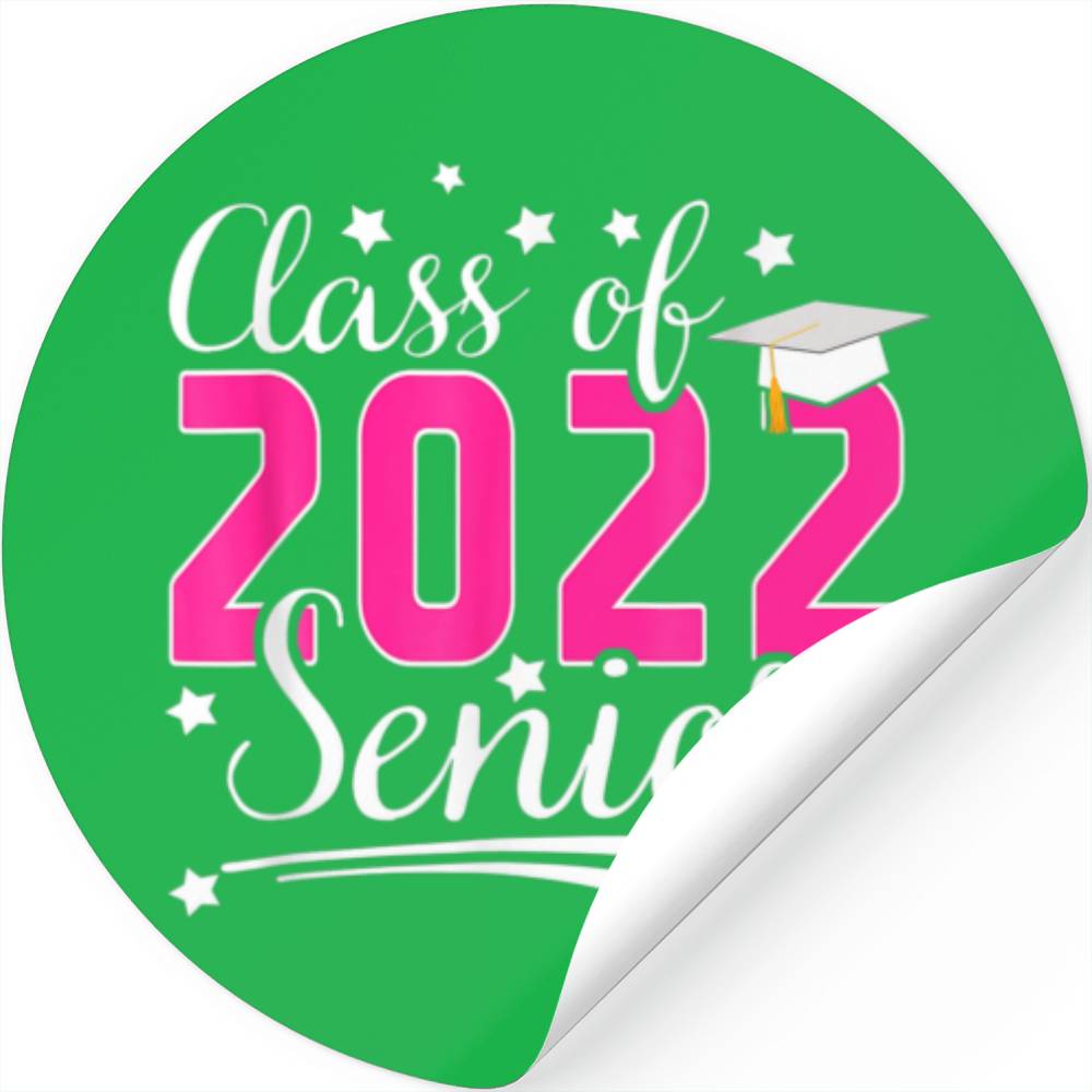 Cute Pink 2022 Class Of 22 Senior Graduation Schoo Stickers Designed ...