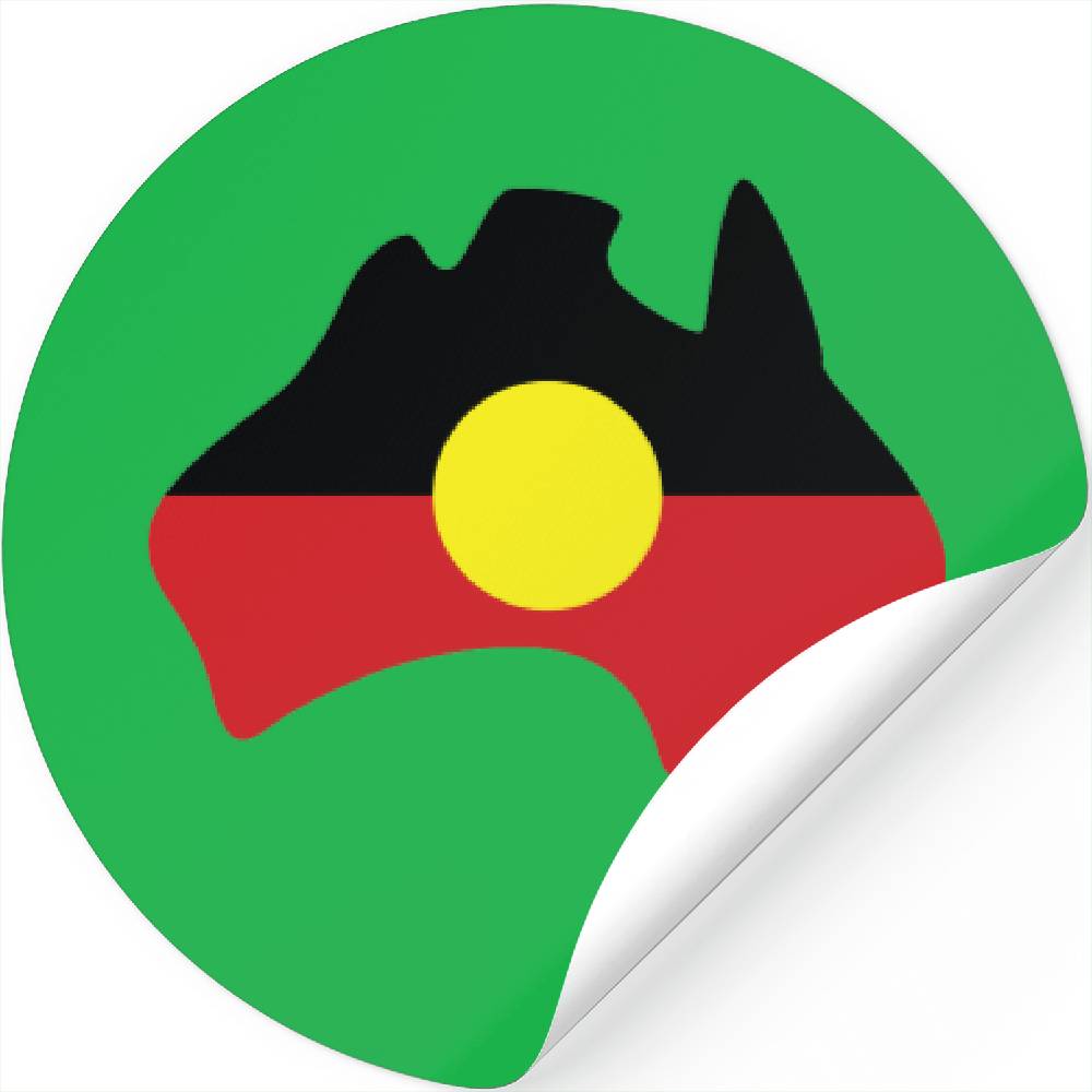 Aboriginal Flag Australia Map Stickers Designed & Sold By Mbali