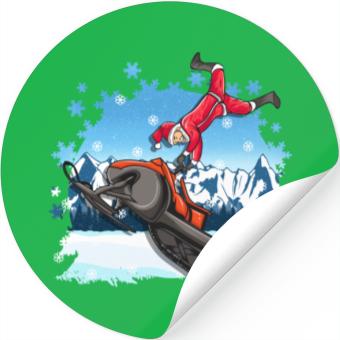 Christmas Snowmobile Santa Claus Snowmobiler Snowmobiling Sticker