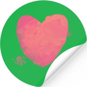Pink Watercolor Heart Stickers