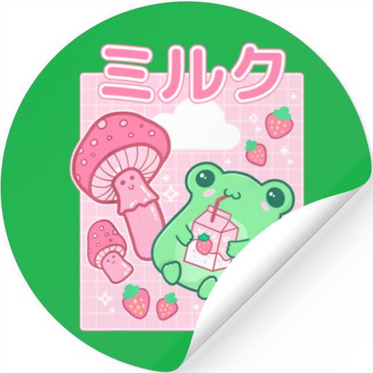 Cottagecore Frog Strawberry Retro 90s Kawaii Aesthetic Sticker Designed And Sold By Beatrice Bandiera