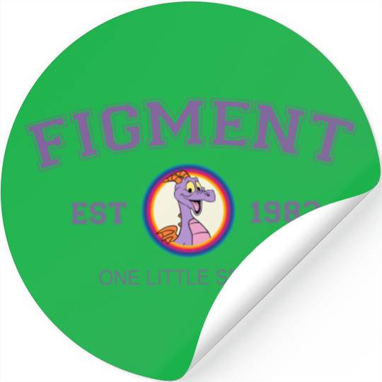Disney Figment 2 Sided Print Stickers Purple Dragon Stickers , Figment Est 1983, One Little Spark Vintage Stickers