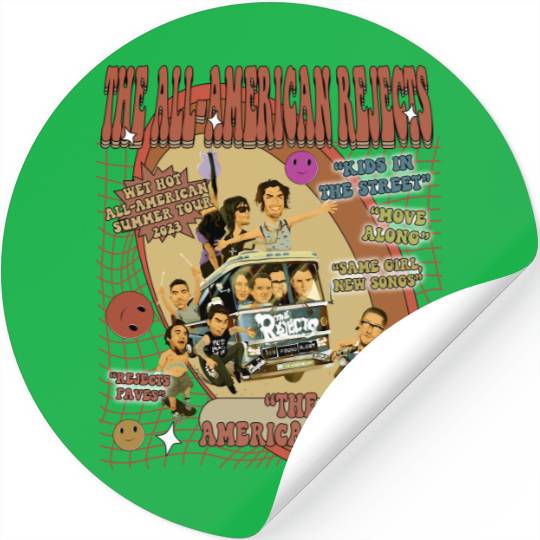 The All-American Rejects Music Stickers, Album Vintage Graphic, Wet Hot All Tour 2023 Stickers