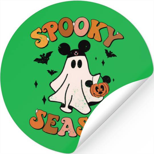 Mickey Ghost Spooky Season with Pumpkin Stickers, Disney Spooky Season Stickers