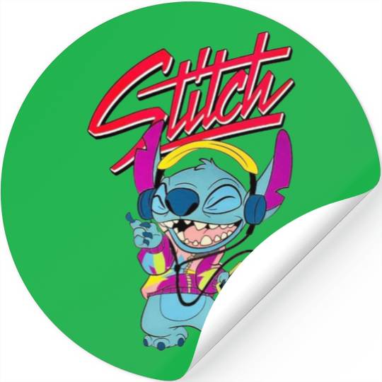 Stich wearing Aloha Stickers, Disney Stitch music Stickers