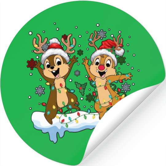 Disney Chip And Dale Christmas Stickers, Cute Christmas Couples Stickers