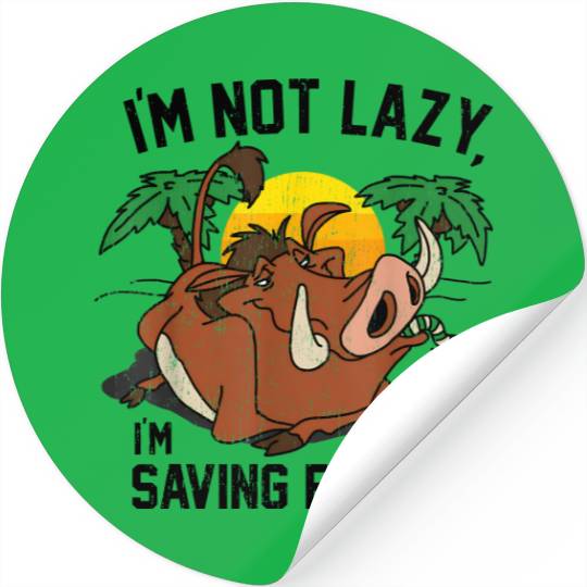 Discover I'm Not Lazy I'm Saving Energy Pumbaa Stickers, Not Lazy Pumbaa Stickers, Pumbaa Stickers, Pumbaa Lion King Disney Stickers