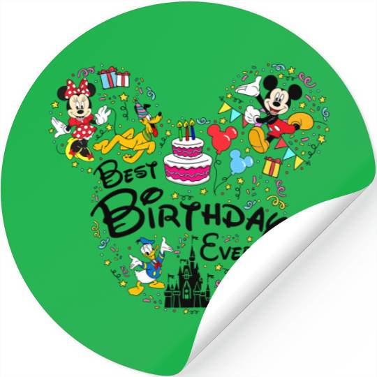 B.est Birthday Ever Stickers, Disneyland Birthday, Disneyworld Mickey Ears, Mickey and Friends Stickers