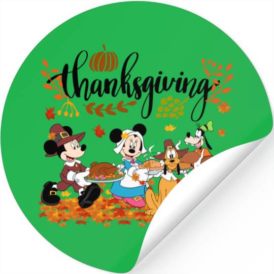 Mickey & friends Happy Thanksgiving Stickers, Disney thanksgiving Stickers, Disney Thanksgiving Stickers