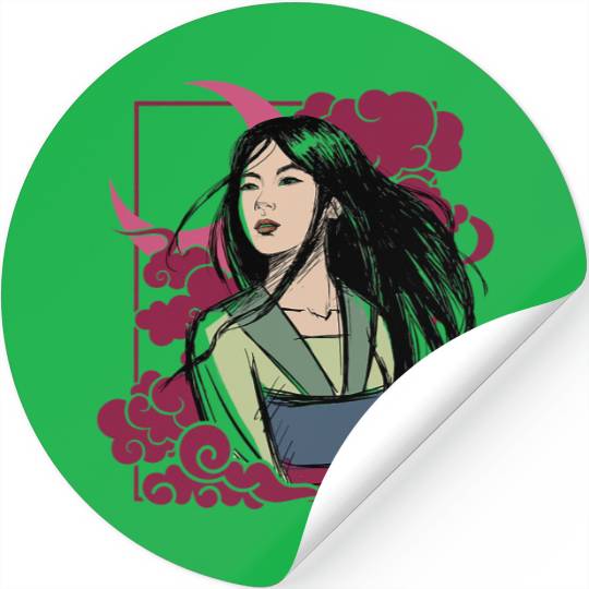 Disney Mulan Moon Portrait Front And Back Stickers