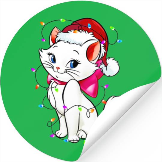 Disney Marie Aristocats Cat Santa Christmas Lights Stickers