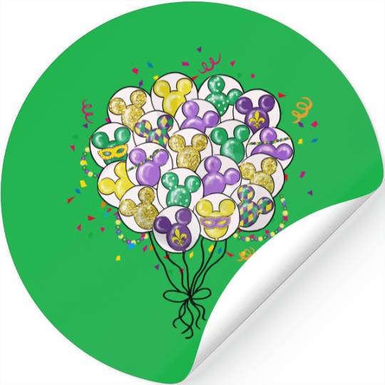 Disney Mardi Gras Stickers, Disney Balloon Mardi Gras Stickers,