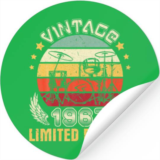 Vintage Rock Birthday 55 Years Old Born In 1967 Lt Stickers Designed ...