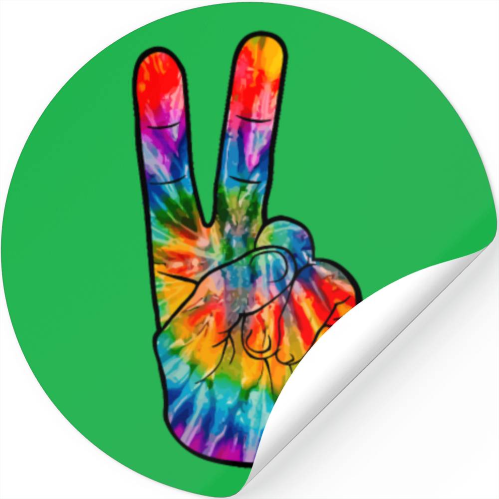 Tie Dye Peace Sign Hand V Victory Love Hippie 60s 5387