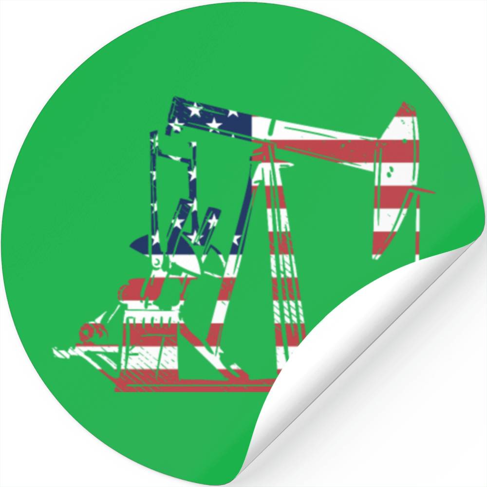 Oilfield Rig USA American Flag Oil Field Refinery