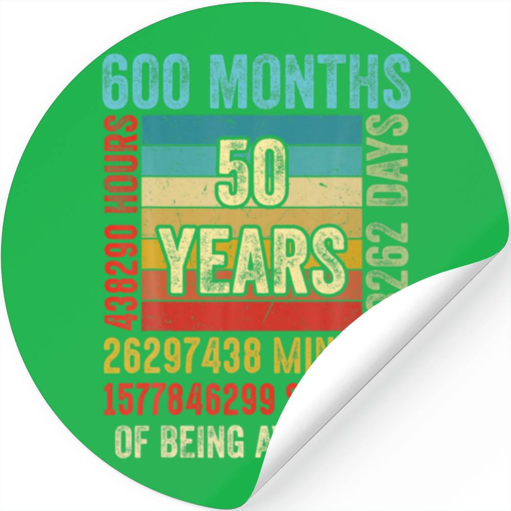 Vintage Style 50 Years 600 Month Born In 1972 Birt Stickers