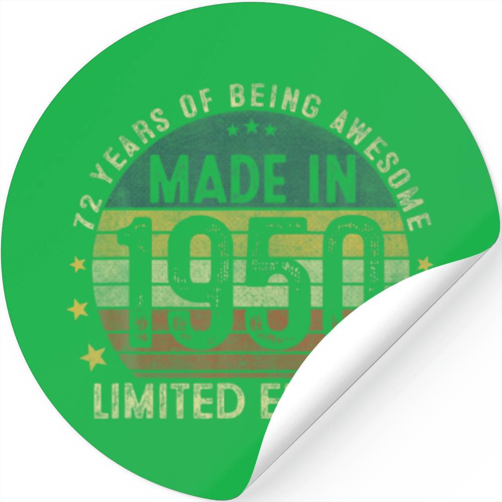 Vintage Made In 1950 72 Year Old 72Th Birthday Gif Stickers