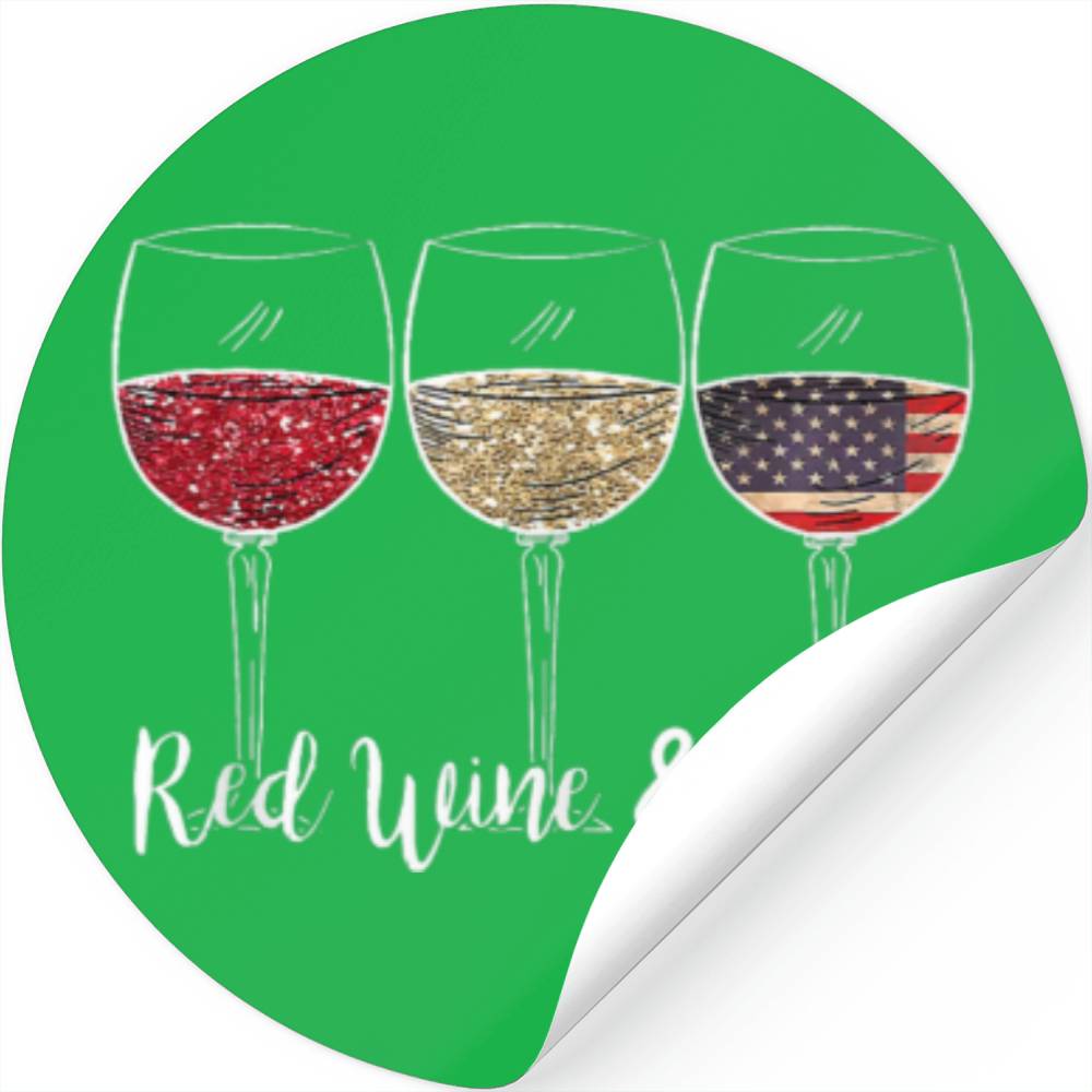 Red White Blue Wine Glasses 4Th Of July Red Wine B Stickers
