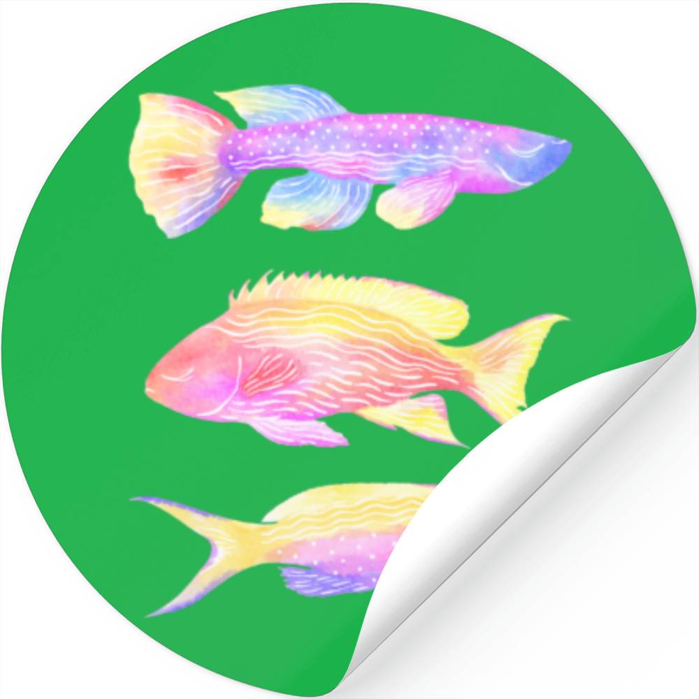 Cool Watercolor Bass Trout Fishing Stickers