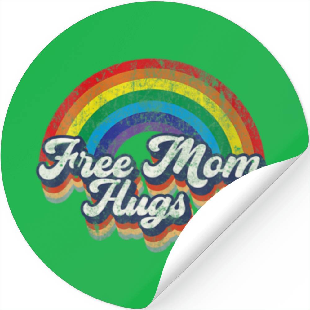 Free Mom Hugs T Rainbow Heart LGBT Pride Month Stickers