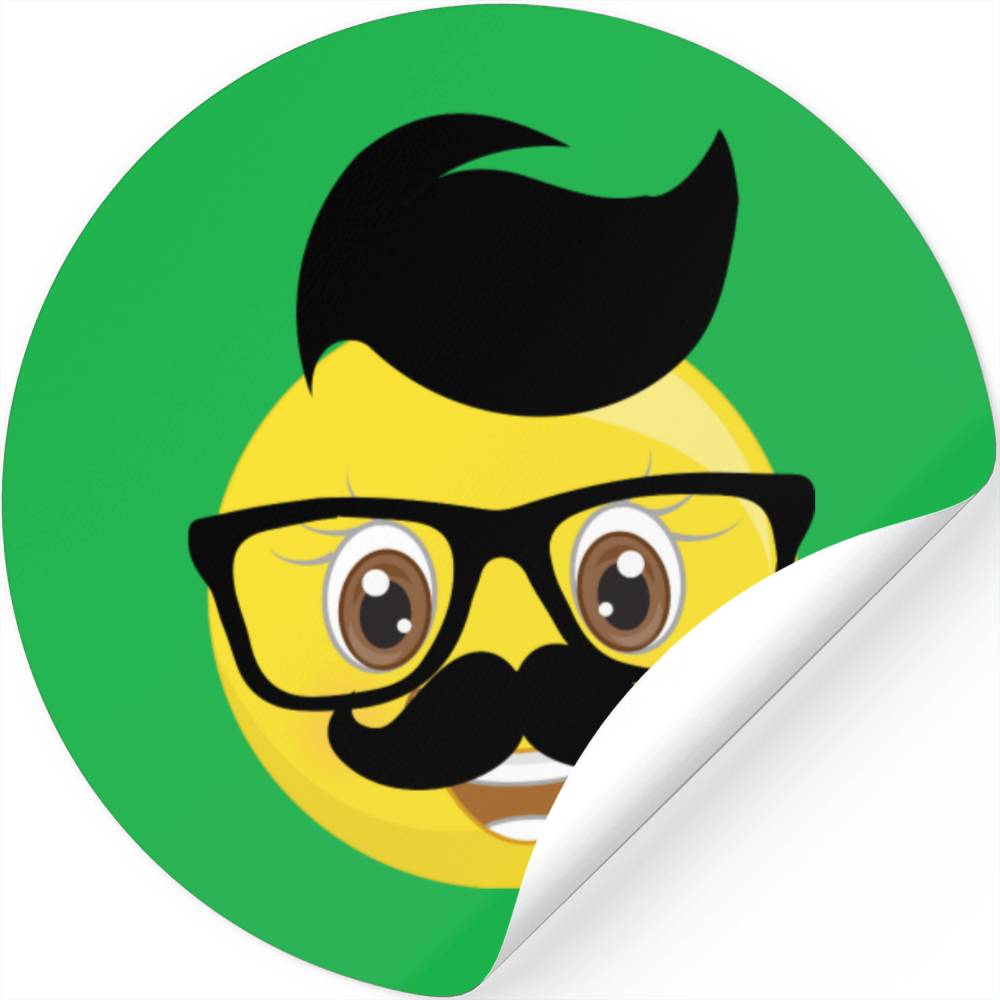 Hairy Emoji With Mustache And Eye Glasses Stickers