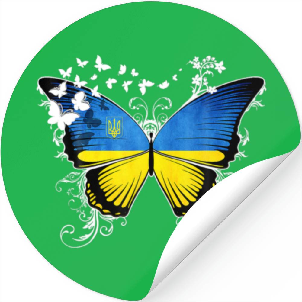 Butterfly Ukrainian Flag I Stand With Ukraine Ukra Stickers