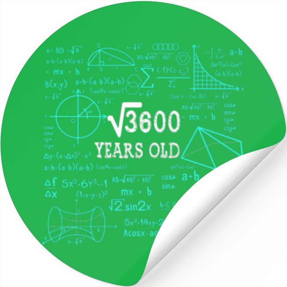 Square Root Of 3600 60Th Birthday Born In 1962 Bda Stickers square-root-of-3600-60th-birthday-born-in-1962-bda-stickers