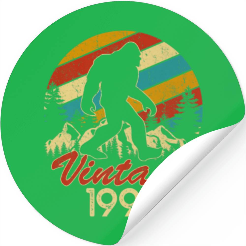 Mens Bigfoot Born In 1990 Birthday Vintage Sasquat Stickers