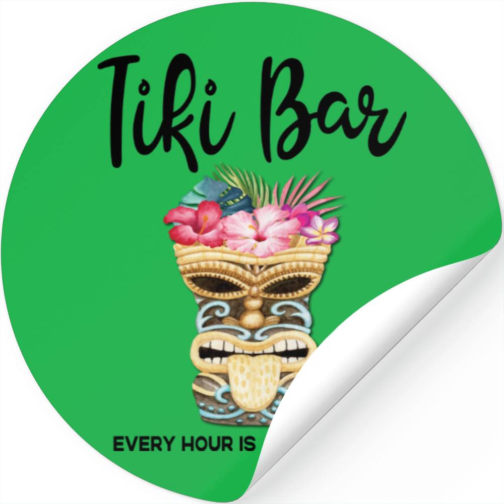 Funny Tiki Bar Happy Hour Island Beach Stickers