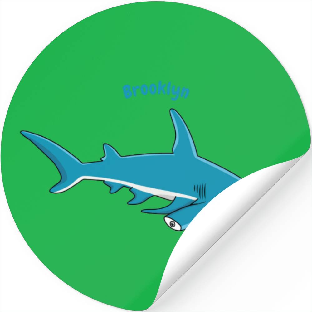 Hammerhead Shark Cartoon Illustration Stickers