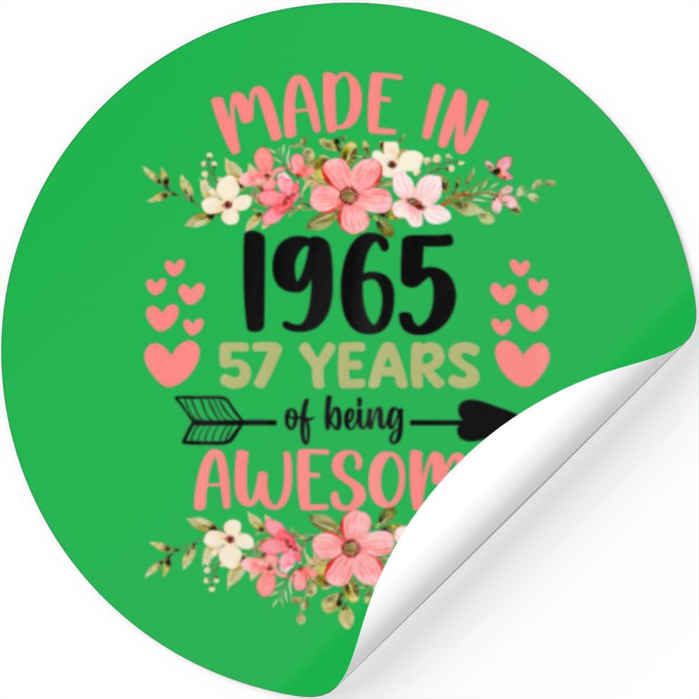 57 Years Old 57th Birthday Born In 1965 Women Stickers 