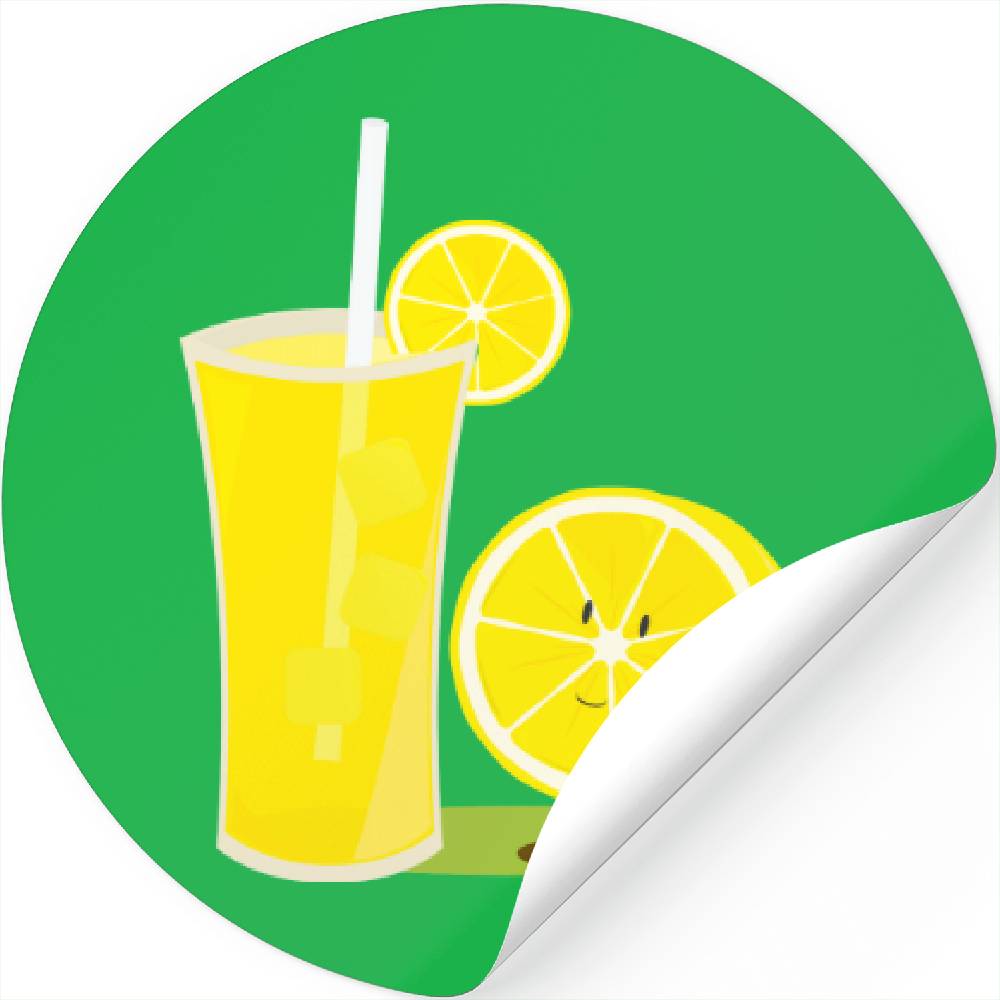 Lemon Character Standing Next To Lemonade Stickers