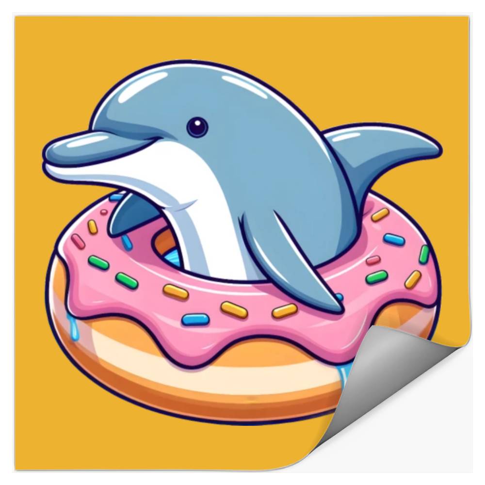 Dolphin Jumping Through A Donut Stickers